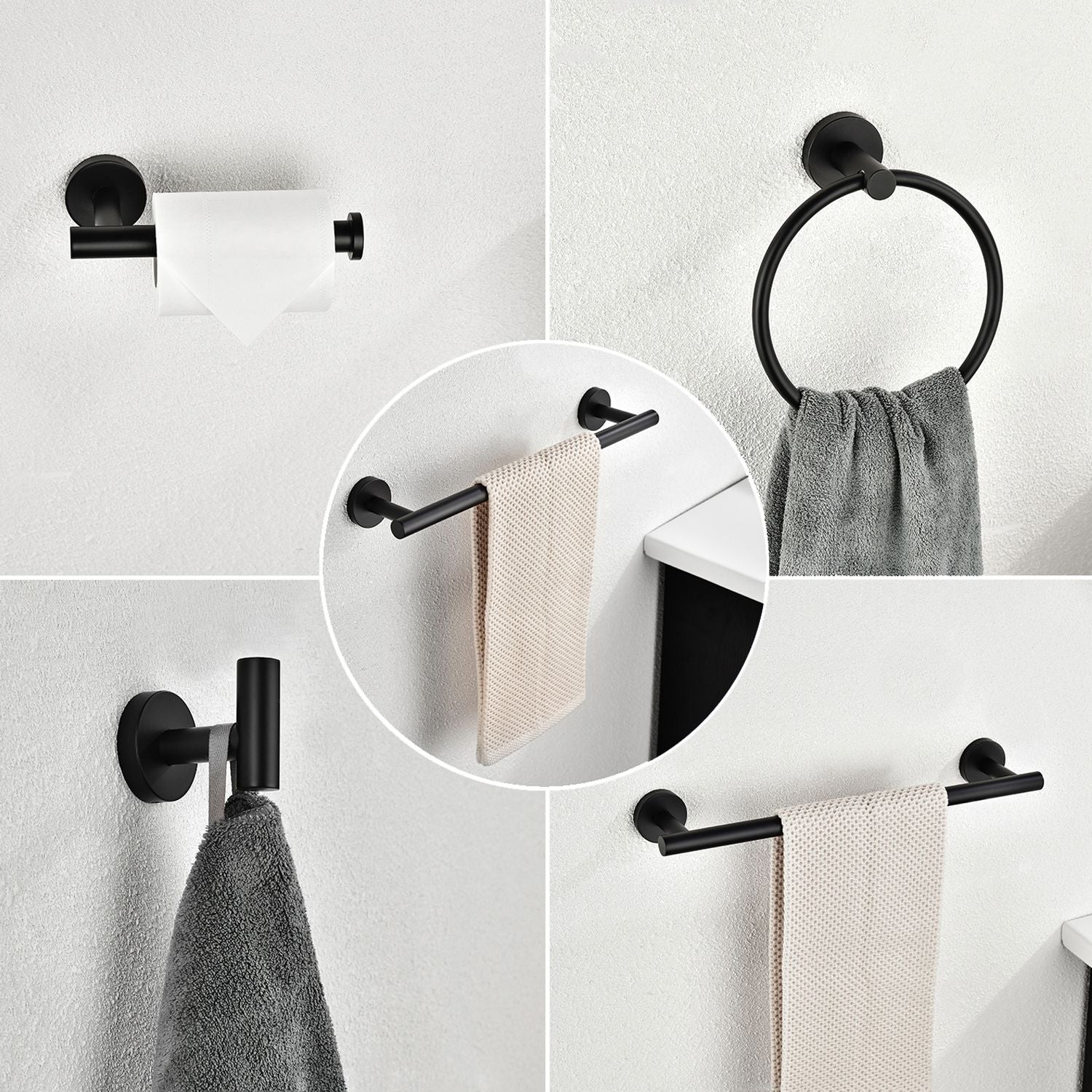 6 Piece Stainless Steel Bathroom Towel Rack Set Wall Mount RT - Discount Msrp 