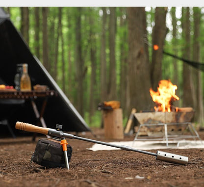 Outdoor camping extended flame-throwing gun stainless steel gun burning pig hair supplies camping straight handle handheld detachable igniter - Discount Msrp 