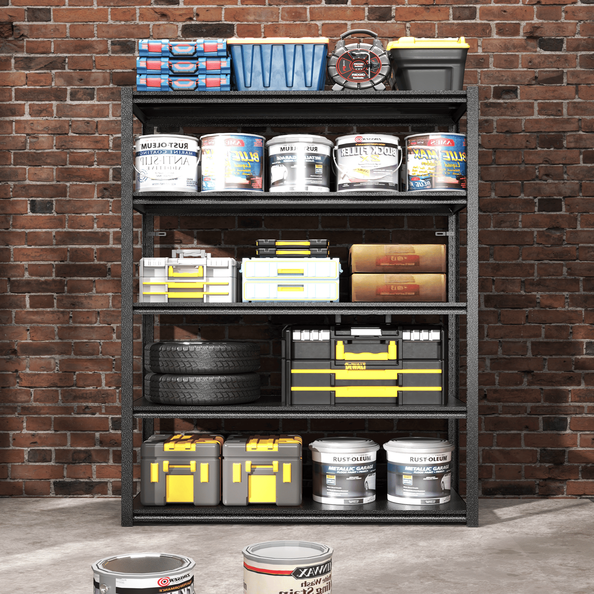 78"H 5 Tier Metal Shelves for Storage Garage Shelving 2000LBS Heavy Duty Storage Shelves Adjustable Garage Shelf Industrial Shelving Unit Storage Utility Rack,47.2"W*18"D*78"H,Black - Discount Msrp 
