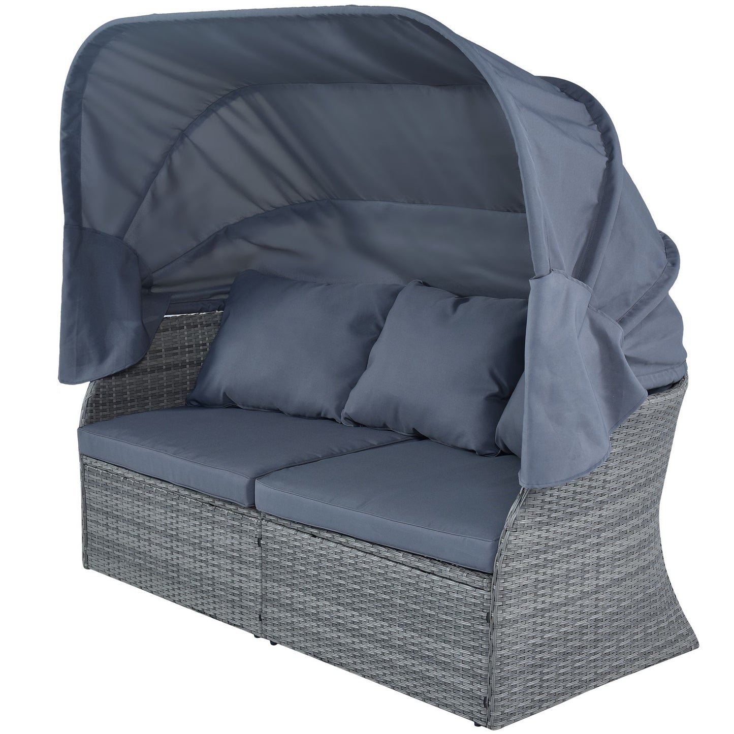 Outdoor Patio Furniture Set Daybed Sunbed with Retractable Canopy Conversation Set Wicker Furniture - Discount Msrp 
