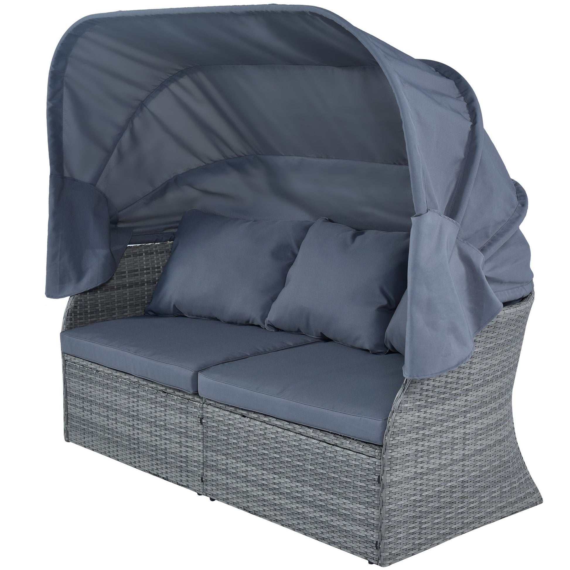 Outdoor Patio Furniture Set Daybed Sunbed with Retractable Canopy Conversation Set Wicker Furniture - Discount Msrp 