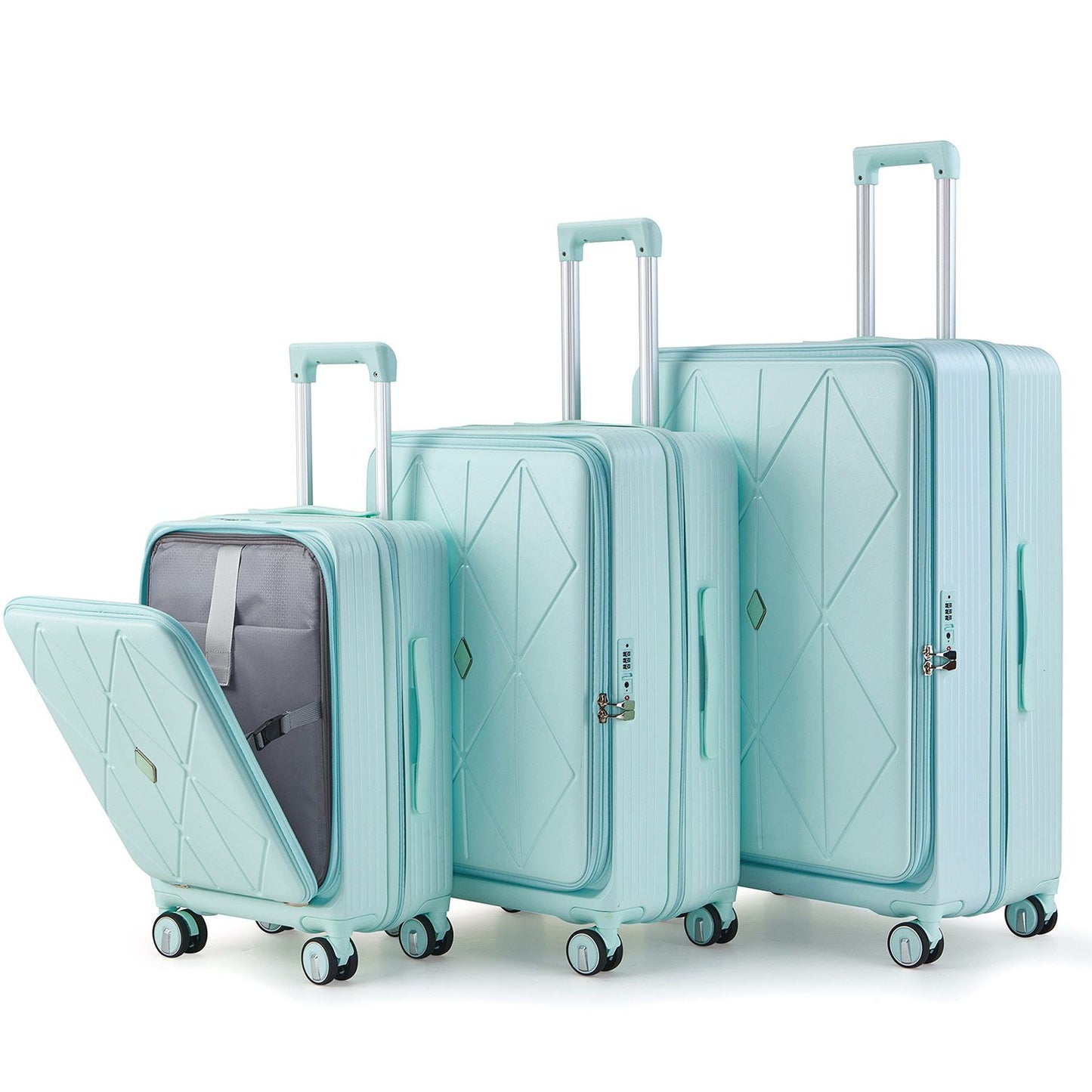 Luggage Sets 3 Piece(20/24/28), Expandable Carry On Luggage with TSA Lock Airline Approved, 100% PC Hard Shell and Lightweight Suitcase with Front Pocket and Spinner Wheels - Discount Msrp 
