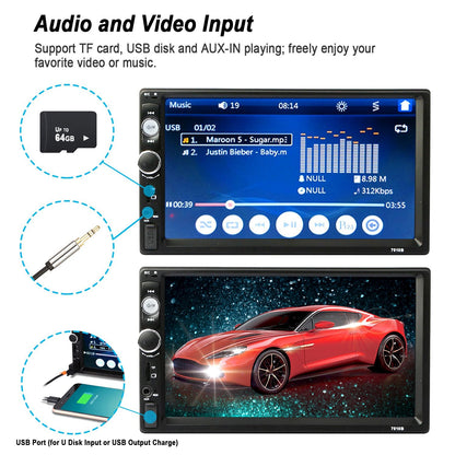 7 Inches Universal Wireless Car MP5 Player 1080P Video Player Stereo Audio FM Radio - Discount Msrp 