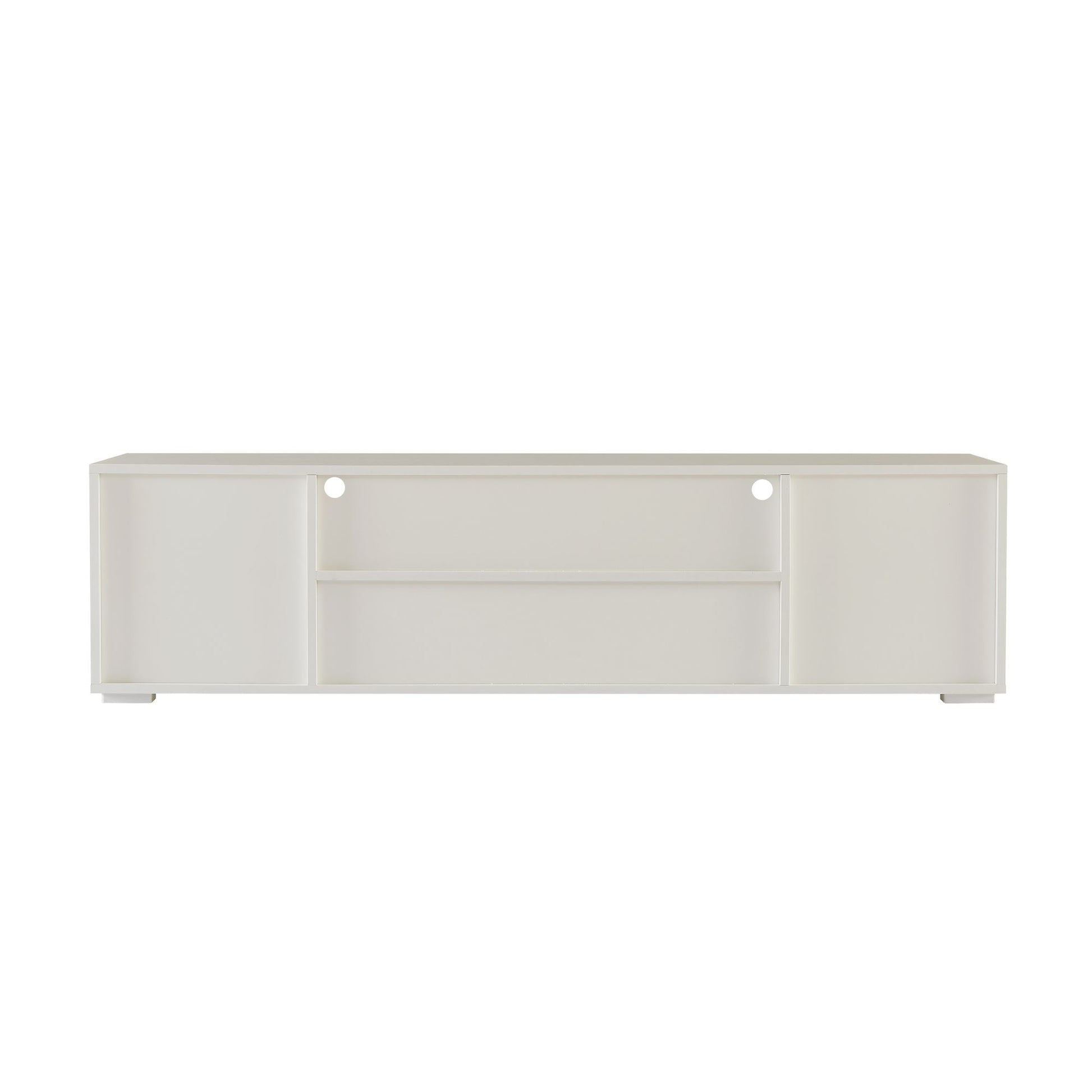 QuickassembleFashionTVstand,TVCabinet,entertainment center TV station,TVconsole,console with LED light belt, light belt can be remote control,with cabinets,open cells,for the living room,bedroom,white - Discount Msrp 