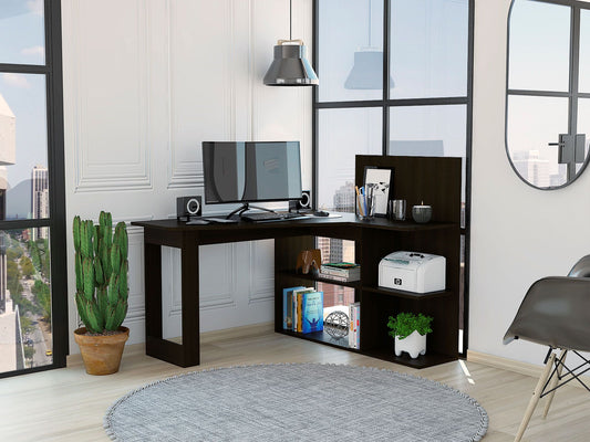 Fresno Writing Computer Desk; Four Shelves - Discount Msrp 