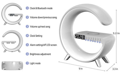 Intelligent atmosphere lamp Bluetooth speaker wireless charger bedside atmosphere lamp sunrise wake-up lamp polar lamp alarm clock - Discount Msrp 