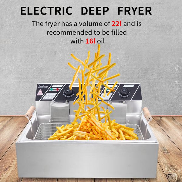 [Replace the old encoding 82308600]Eh83O 110V Oil Consumption 12.7Qt/12L Oil Pan Total Capacity 23.26Qt/22L Stainless Steel Large Single-Cylinder Electric Fryer 5000W Max - Discount Msrp 