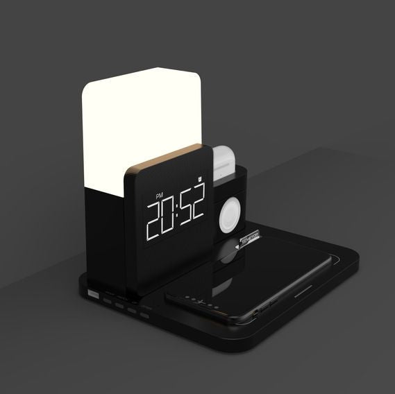 Multifunctional Alarm Clock Wireless Charger Bedroom - Discount Msrp 