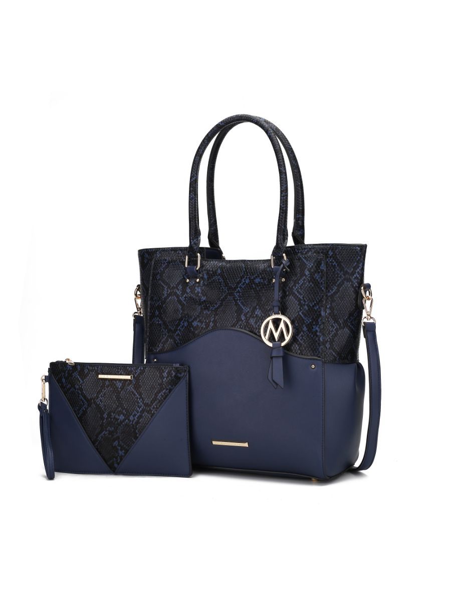 MKF Collection Iris Snake Embossed Vegan Leather Women Tote Bag with matching Wristlet Pouch by Mia k - Discount Msrp 