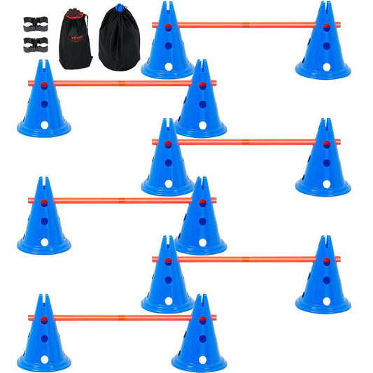 VEVOR Dog Agility Hurdle Cone Set 6 PCS Kit-12 xCones 6 xAgility Rods with Bag - Discount Msrp 