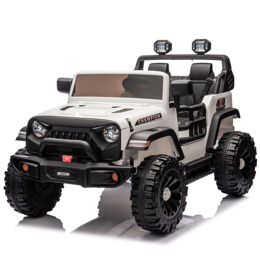 24V Two-seater Kids Ride On Electric Car W/parents control,Seat width 19.69in,400W motor,Four-wheel suspension,light&searchlight,USB,MP3,Bluetooth,Provide a speed of 1.86-4.35MPH for kids of 3+. - Discount Msrp 