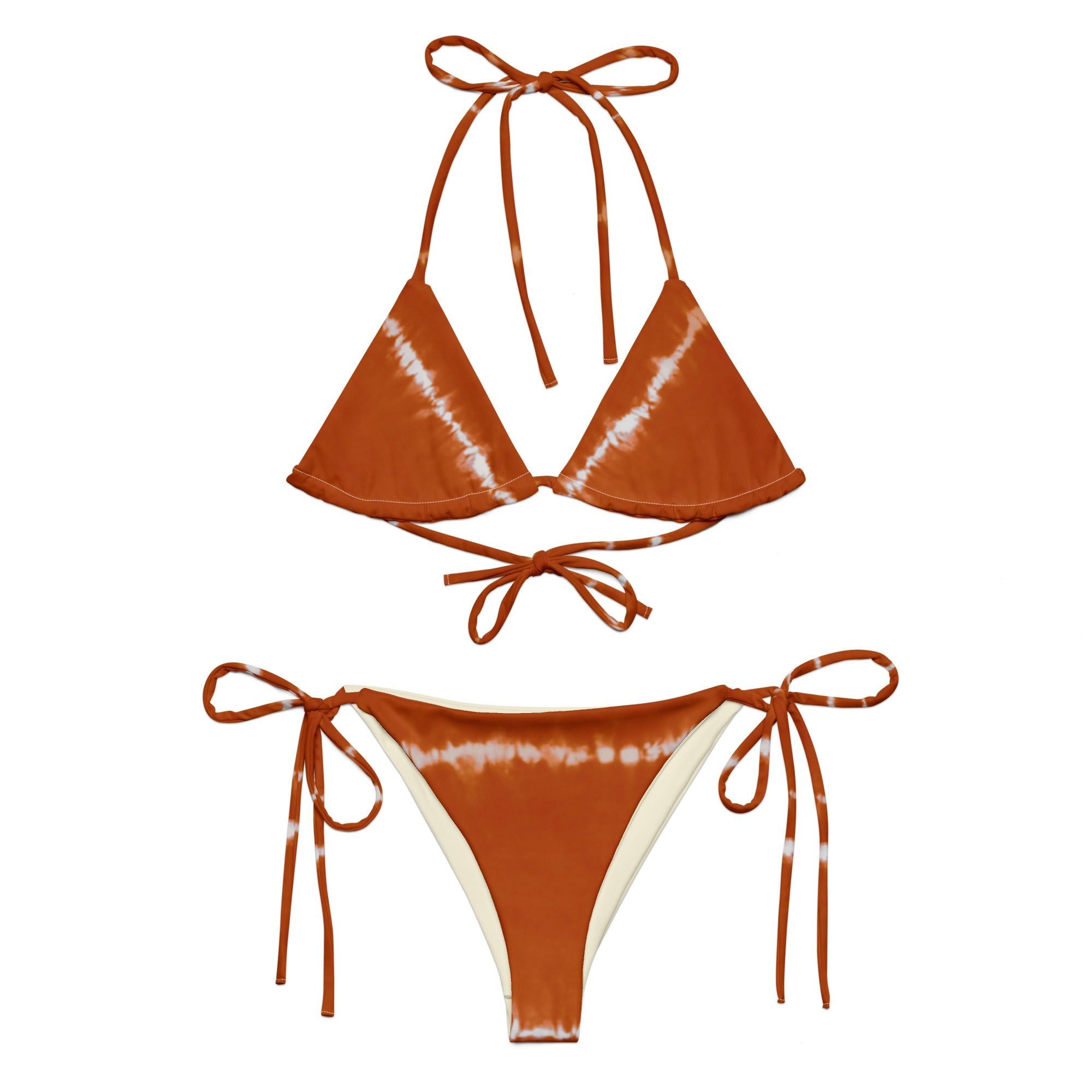 Vega String Bikini in Burnt Orange Shibori - Discount Msrp 