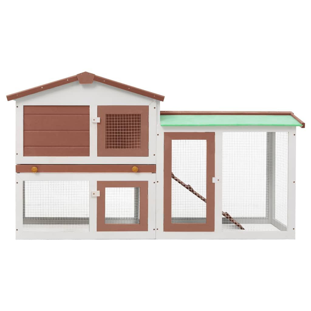Outdoor Large Rabbit Hutch Brown and White 57.1"x17.7"x33.1" Wood - Discount Msrp 