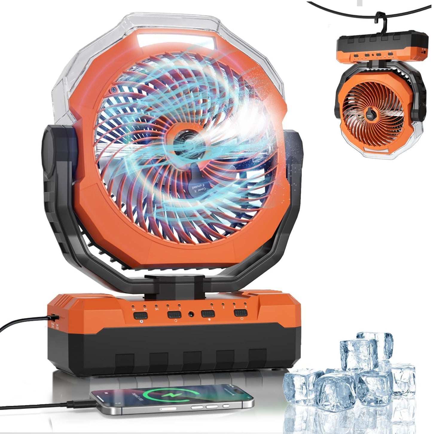 Portable Misting Fan, 24000mAh Rechargeable Battery Powered Camping Fan 460ml Large Tank USB Desk Fan - Discount Msrp 