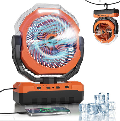 Portable Misting Fan, 24000mAh Rechargeable Battery Powered Camping Fan 460ml Large Tank USB Desk Fan - Discount Msrp 