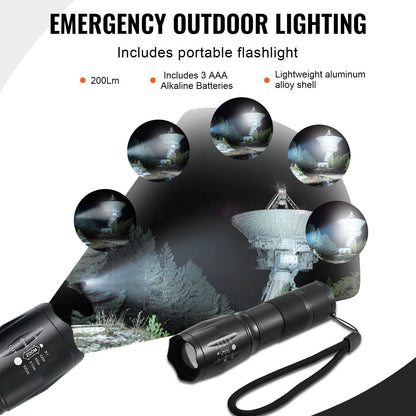 Camping Hatchet Machete Knife Set Sheath Hunting Knife Flashlight Paracord - Discount Msrp 
