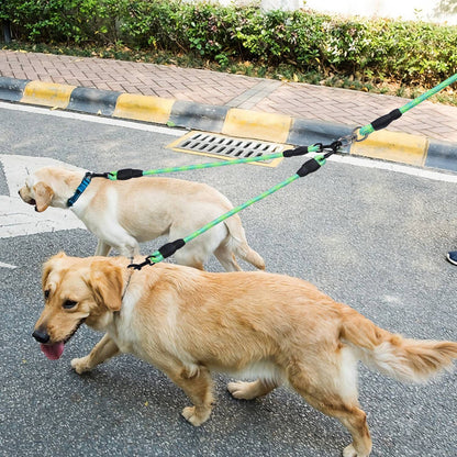 Double Dogs Leash No-Tangle Dogs Lead Reflective Dogs Walking Leash w/ Swivel Coupler Padded Handle - Discount Msrp 