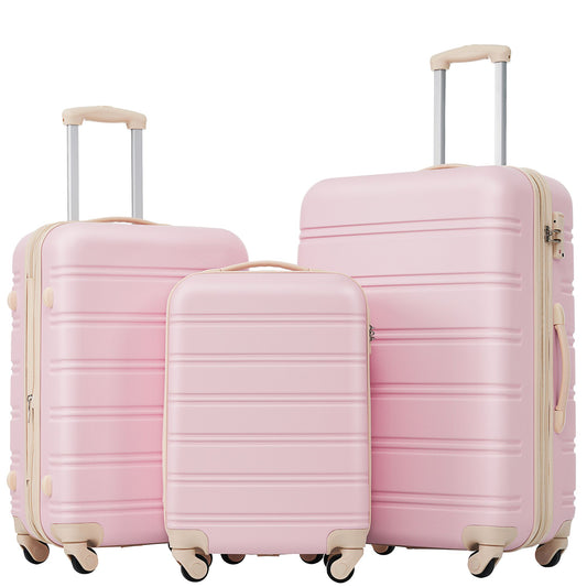 3 Piece Luggage Set Hardside Spinner Suitcase with TSA Lock 20" 24' 28" Available - Discount Msrp 
