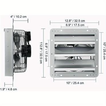 High-speed aluminum wall-mounted exhaust fan, 800/1000 CFM, AC motor, for ventilation and cooling in greenhouses, garages, sheds and shops (without plug) - Discount Msrp 