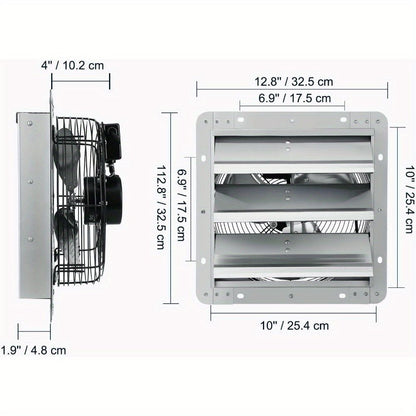 High-speed aluminum wall-mounted exhaust fan, 800/1000 CFM, AC motor, for ventilation and cooling in greenhouses, garages, sheds and shops (without plug) - Discount Msrp 