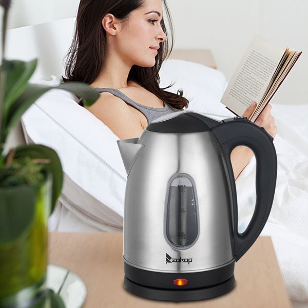 US Standard ZOKOP HD-1802S 120V 1200W 1.5L Stainless Steel Electric Kettle with Water Window [Same code 00574412] - Discount Msrp 