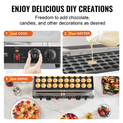 VEVOR 50PCS 43mm Mini Dutch Pancake Maker Commercial Dorayaki Baker 1700W - Discount Msrp 