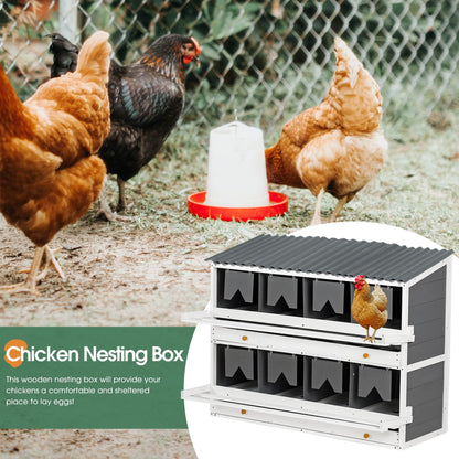 Nesting Boxes for Chickens, Wooden Chicken Nesting Box, 8 Compartments Egg Laying Boxes for Hens, Ducks and Poultry with Rollout Eggs Collection, PVC Roofing and Foldable Perches, 47"Lx26.4"Wx35.4"H - Discount Msrp 