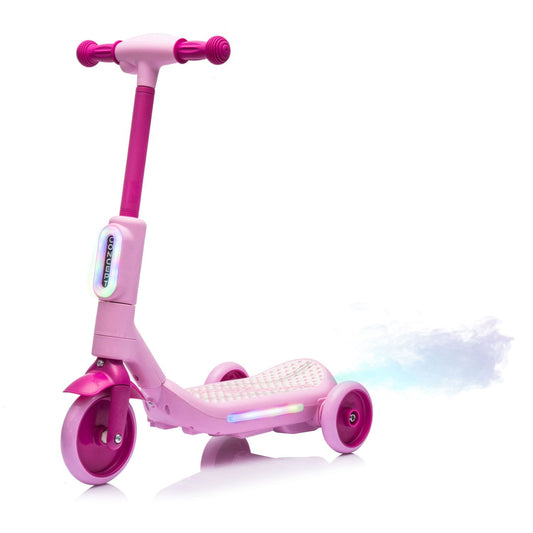 2in1 Kids Ride On Three-Wheel Electric Scooter,Tail Color Lights W/Spray,Wider Pedal,PU Wheels For Effective Floor Protection,Independent Light Switch With Music,One Button Acceleration For Kids 3+ - Discount Msrp 