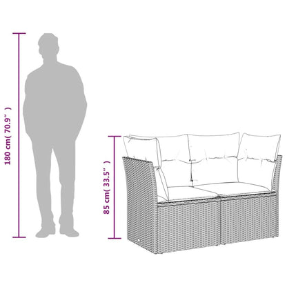 Garden Sofa Set Grey PE rattan, Powder-coated steel, Tempered glass - Discount Msrp 