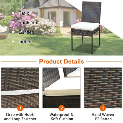 5 Pieces Rattan Dining Set with Glass Table and High Back Chair - Discount Msrp 