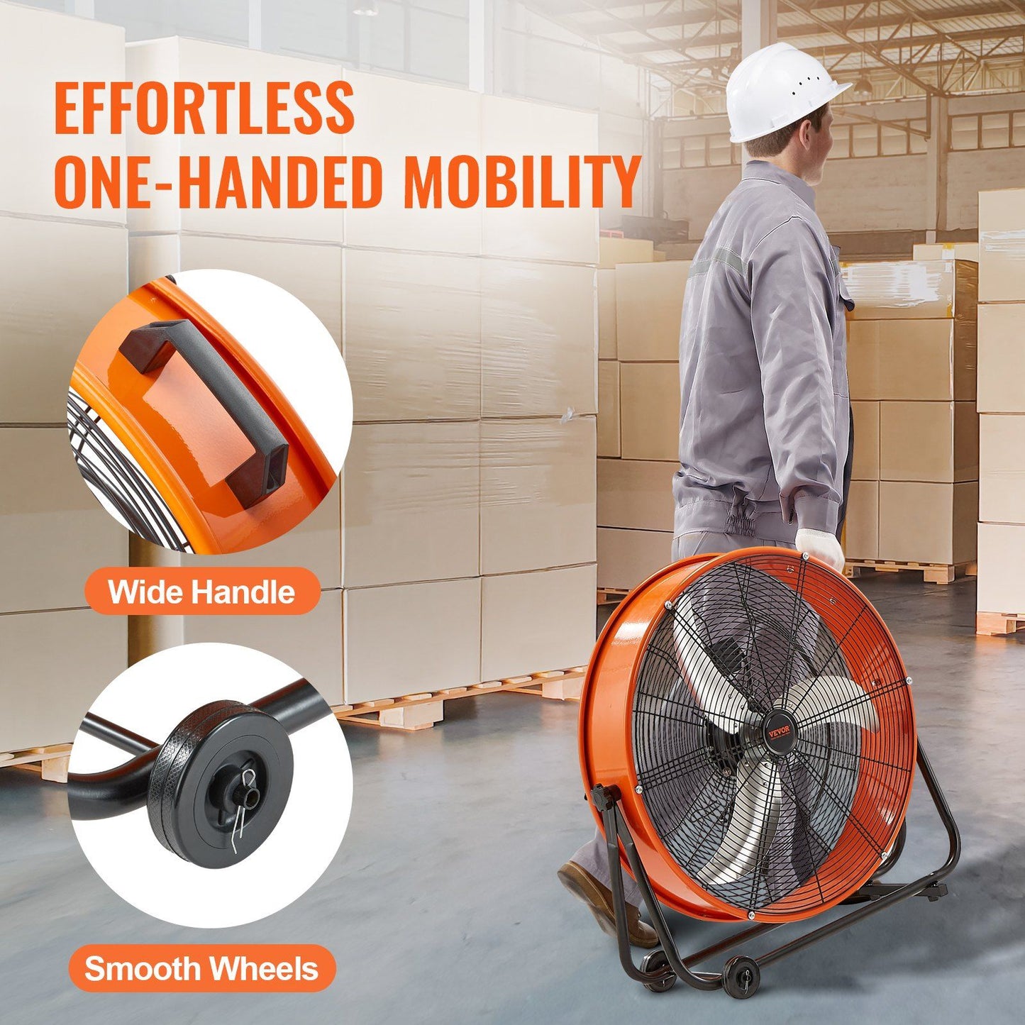 Drum Fan 24 Inch High Velocity Industrial Use 3-Speed 8600CFM for Warehouse - Discount Msrp 