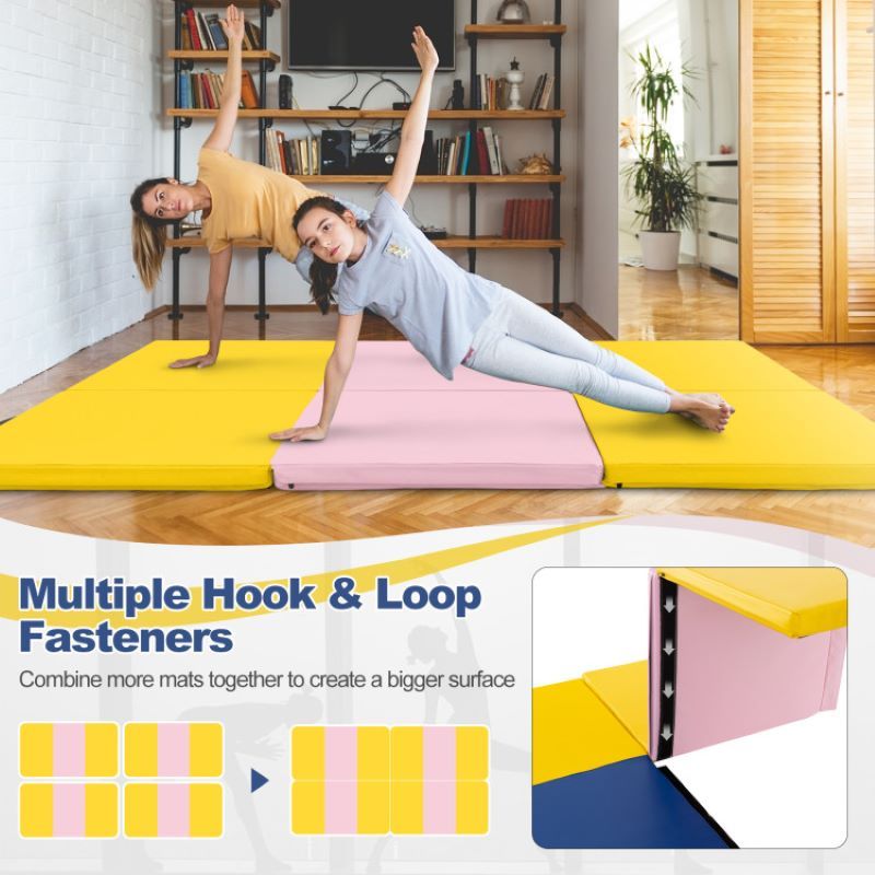 Portable Tri-Fold Gym Mat with Handles for Yoga - Discount Msrp 