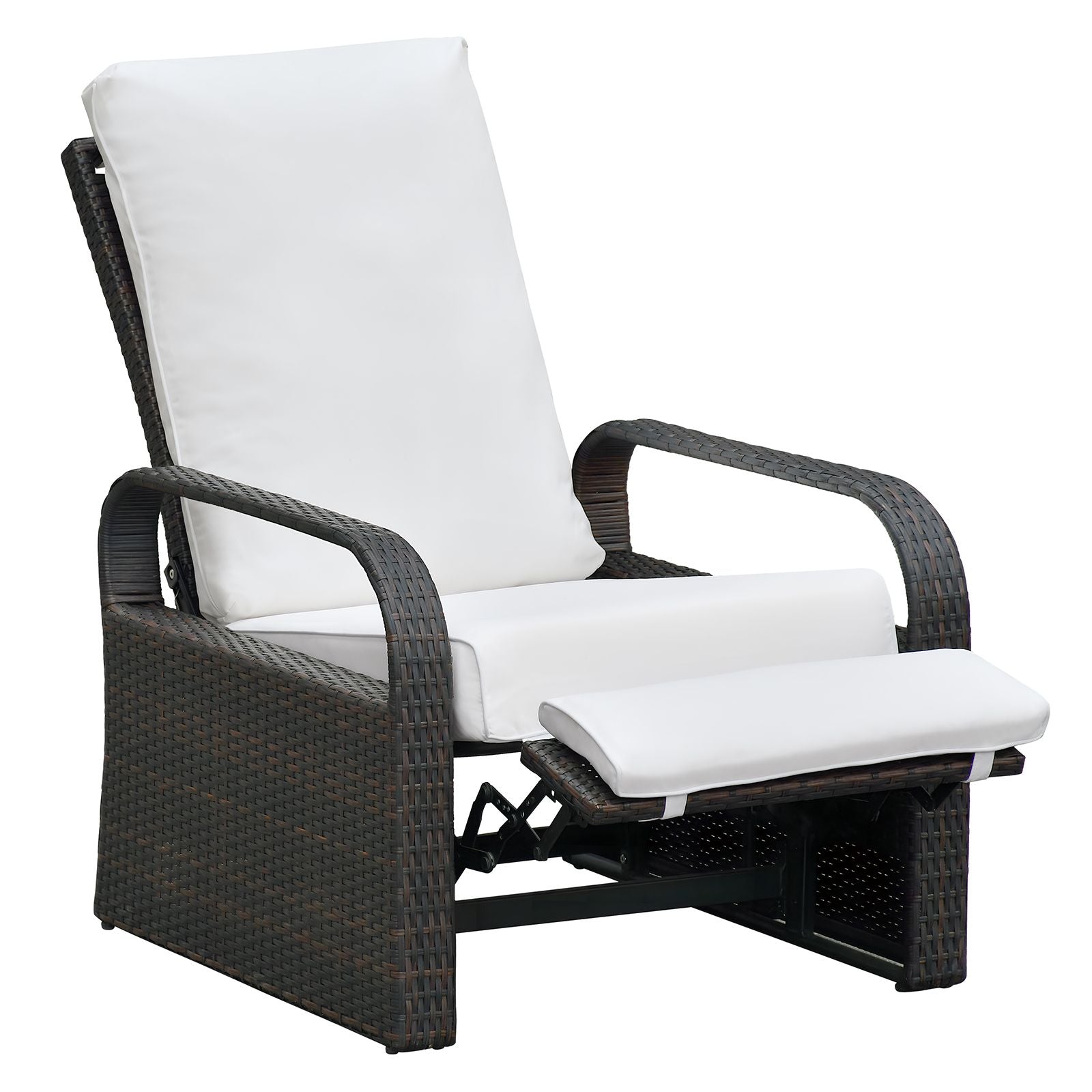 Outdoor Recliner Chair; Automatic Adjustable Wicker Lounge Recliner Chair with 5.12'' Thicken Cushion - Discount Msrp 