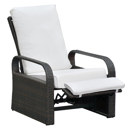 Outdoor Recliner Chair; Automatic Adjustable Wicker Lounge Recliner Chair with 5.12'' Thicken Cushion - Discount Msrp 