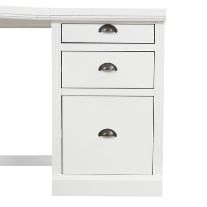 57.68" Modern L Shaped Executive Desk with 2 Storage Cabinets and 3 Drawers,Corner Writing Desk,Office Desk Furniture,Computer Desks with Depth Workstation for Home Office,Living room,White - Discount Msrp 