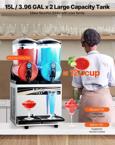 Commercial Slushy Machine 15Lx2 Tank Margarita Smoothie Frozen Drink Maker - Discount Msrp 