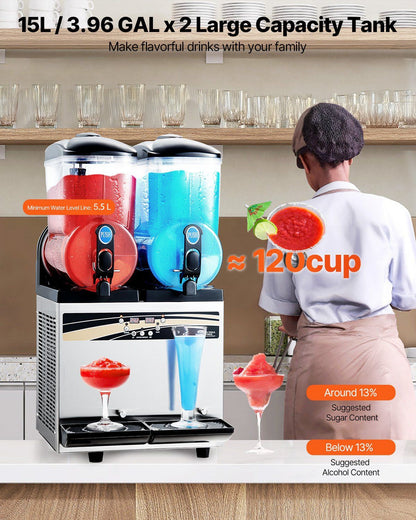 Commercial Slushy Machine 15Lx2 Tank Margarita Smoothie Frozen Drink Maker - Discount Msrp 