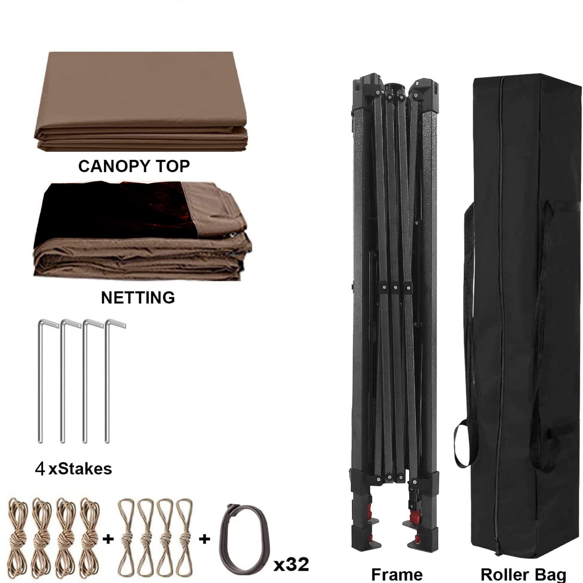 Outdoor 11x 11Ft Pop Up Gazebo Canopy With Removable Zipper Netting,2-Tier Soft Top Event Tent,Suitable For Patio Backyard Garden Camping Area with 4 Sandbags,Brown - Discount Msrp 