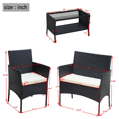 4 PC Rattan Patio Furniture Set Outdoor Patio Cushioned Seat Wicker Sofa - Discount Msrp 