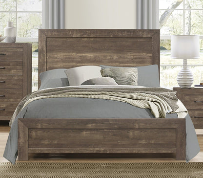 Rustic Brown Finish Full Size Panel Bed Wooden Bedroom Furniture 1pc, Bed in a Box - Discount Msrp 