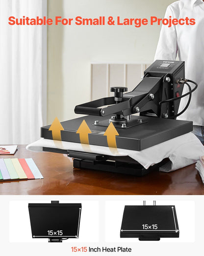 Heat Press Machine 15 x 15 inch Sublimation Printer Transfer for DIY T-shirt - Discount Msrp 