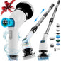 Electric Spin Scrubber,Cordless Cleaning Brush, Extendable Handle, 7 Replaceable Heads,White - Discount Msrp 