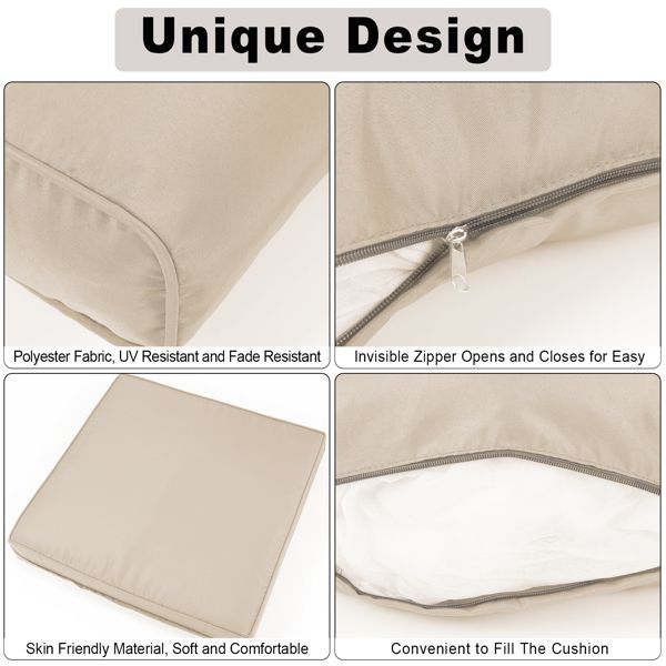 14 PCS Outdoor Cushions for Patio Furniture Replacement, Patio Furniture Cushions with Sponge, Deep Seat Patio Cushions(Beige)[Sale on Temu is banned, can not be shipped on weekends, order carefully] - Discount Msrp 