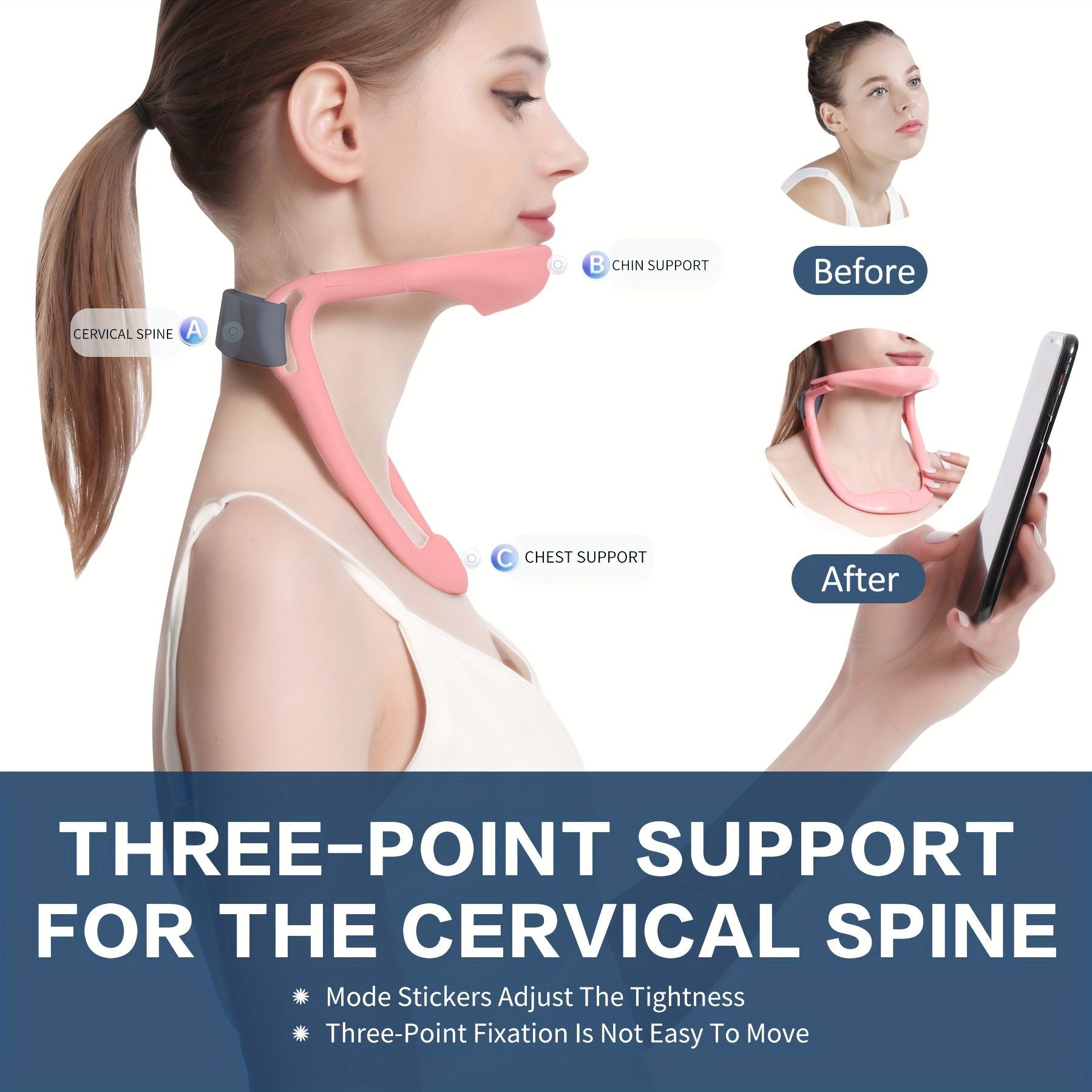 Neck Brace; Cervical Collar Neck Support Brace; Adjustable Anti-Bow Cervical Traction Device For Neck Posture Support Neck Pain Relief; Shoulder And Neck Forward Tilt Support - Discount Msrp 