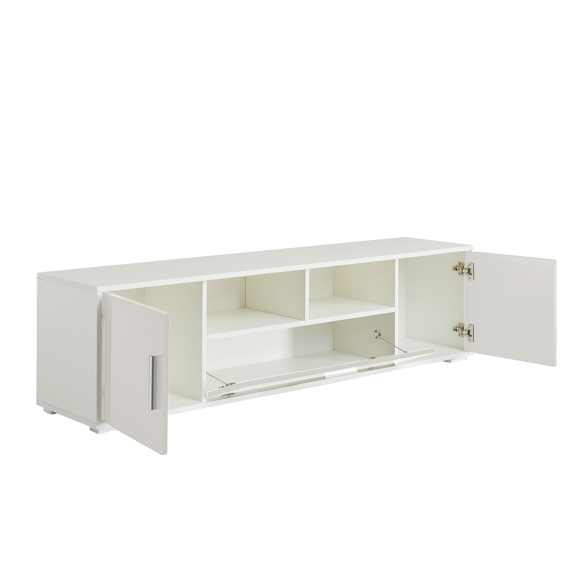 QuickassembleFashionTVstand,TVCabinet,entertainment center TV station,TVconsole,console with LED light belt, light belt can be remote control,with cabinets,open cells,for the living room,bedroom,white - Discount Msrp 