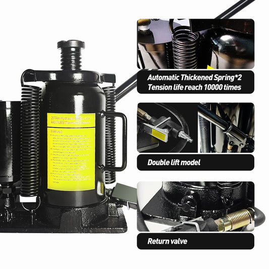 Air Hydraulic Bottle Jack, 20 Ton/40000 LBS Bottle Jack, 10.23-20.07 inch Lifting Range, Manual Handle and Air Pump, for Car, Pickup, Truck, RV, Auto Repair, Industrial Engineering - Discount Msrp 