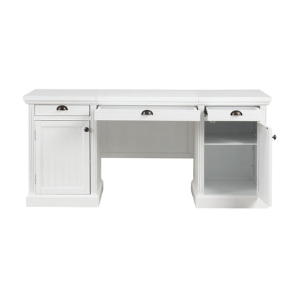 67''Modern Executive Desk,Computer Desk with 2 Storage Cabinet and 3 Drawers, Rectangle Home Office Desk with back ,Reading Desk,Writing Table,Workstation for Home Office,Living Room,study,White - Discount Msrp 