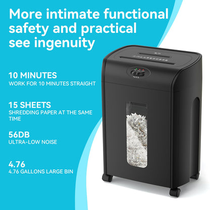 15-Sheet Cross Cut Paper Shredder,4.76 Gallons Heavy Duty Paper/CD/Card Ultra Quitet Shredder for Home and Office - Discount Msrp 