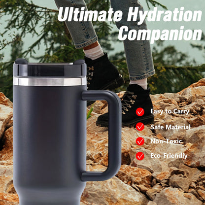 40oz V2 large capacity tumbler, With Handle And Straw Lid, Insulated Reusable Stainless Steel Water Bottles Travel Mug Coffee Cup car cup water cup For Men Women Outdoor Camping Driving, gift - Discount Msrp 
