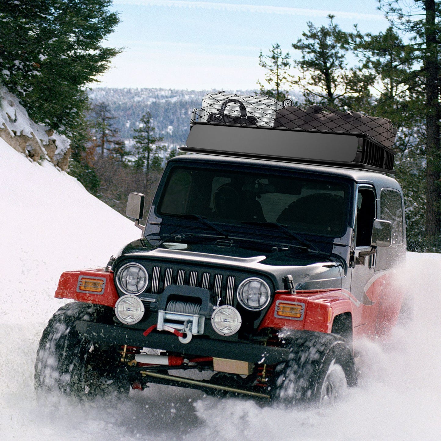 64"x39"x6"/51"x36"x5" Roof Rack,Heavy Duty Rooftop Cargo Carrier,Roof Basket with Waterproof Bag,Elastic Net with Attachment Hooks,Ratchet Strap,Universal Roof Rack Fits for SUV Truck,260lbs Capacity - Discount Msrp 